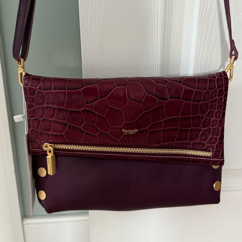 NWT Hammitt Elegant Burgundy Leather Crossbody Handbag